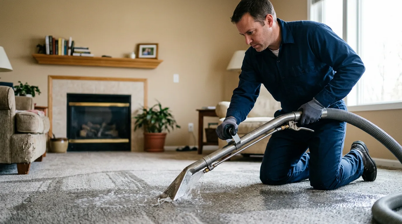 Water damage restoration technician working near Ruffs Dale, PA
